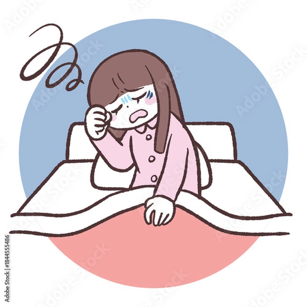 Fototapeta 目覚めの悪い女性のイラスト