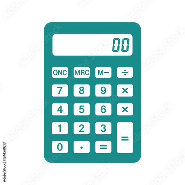 Obraz Simple green calculator with white buttons and numbers