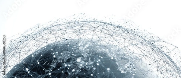 Obraz Data network connections forming abstract digital globe on white background