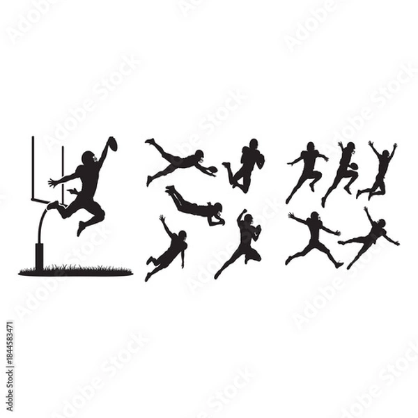 Obraz End Zone Leap athlete mid-air reaching for a touchdown.