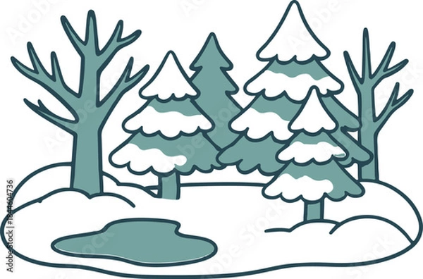 Obraz  winter landscape vector natural art illustrator