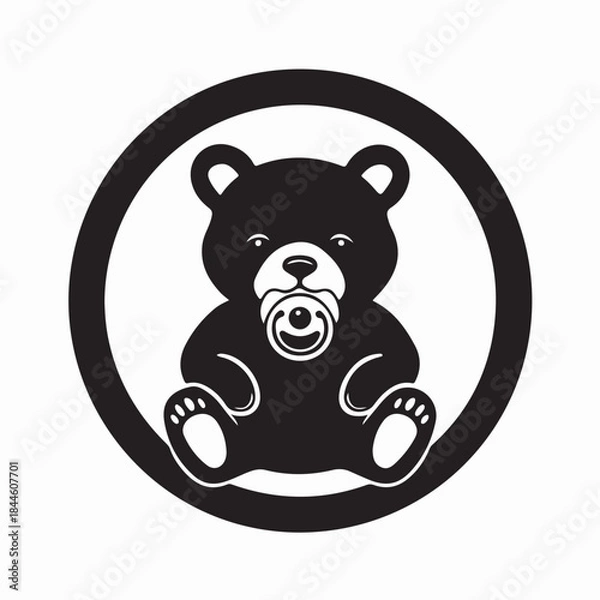 Obraz Teddy Bear With Pacifier Logo Vector Isolated On White Background