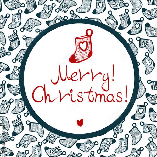 Fototapeta Cristmas stocking with pattern and little heart