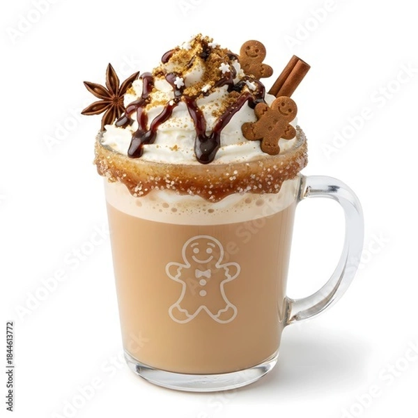 Obraz gingerbread latte & toppings white background