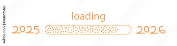 Fototapeta 2026 progress bar. "Loading..." progress bar, with the years 2025 and 2026 marking the beginning and end of the transition. 2026greeting card, banner, poster, flyer festive design.
