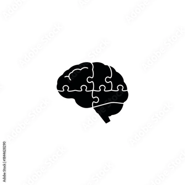 Obraz Brain with Puzzle Piece Solution Icon