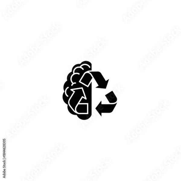 Obraz Brain with Recycle Symbol Rethinking Icon