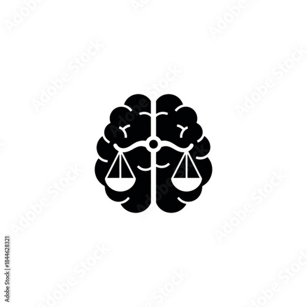 Obraz Brain with Scales Balanced Mind Icon