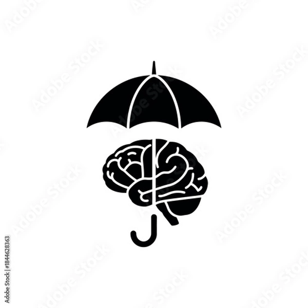 Obraz Brain with Umbrella Protection Icon