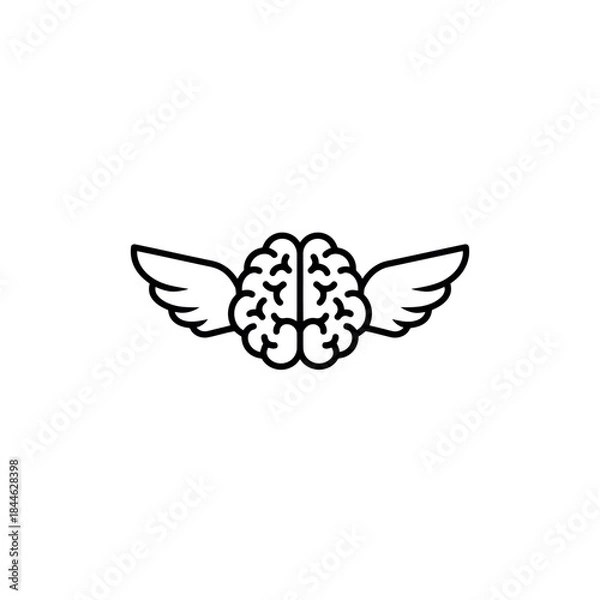 Obraz Brain with Wings Free Thinking Icon