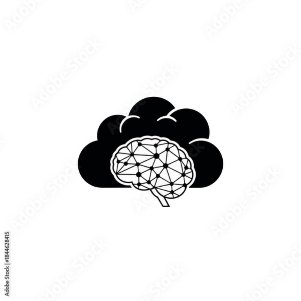 Obraz Cloud Computing Brain Icon Silhouette