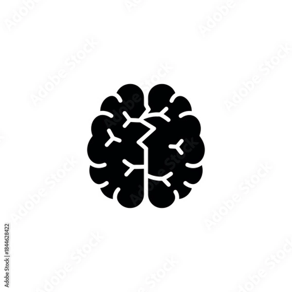 Obraz Broken Brain Trauma Icon Silhouette