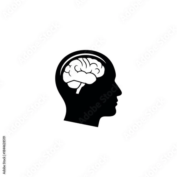 Obraz Brain Inside Human Head Profile Silhouette