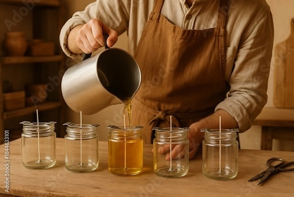 Obraz Artisan Pouring Wax for Handmade Scented Candles