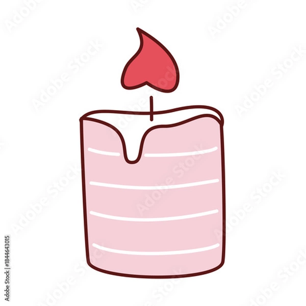 Fototapeta Candle with a heart in doodle style.