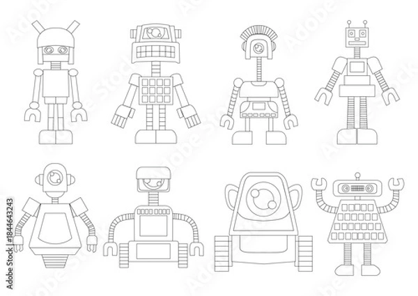 Obraz line robot design creative isolated on white background illustration vector