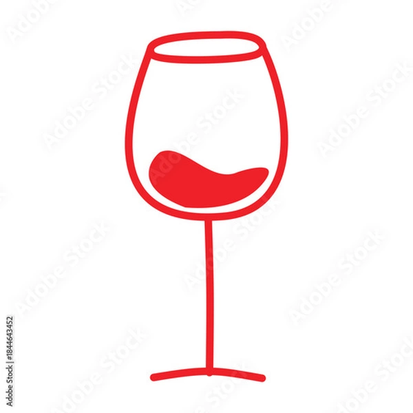 Fototapeta Glass of wine in doodle style
