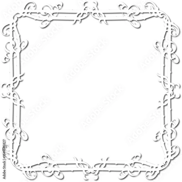 Obraz Vintage decorative frame in Gothic style - elegant white frame on transparent background, PNG, 300 DPI, middle ages, hallowen, Christmas.