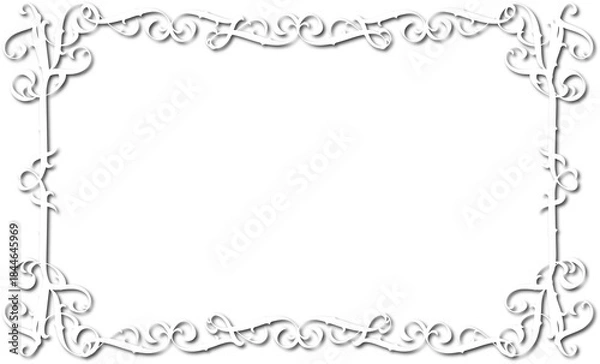 Obraz Vintage decorative frame in Gothic style - elegant white frame on transparent background, PNG, 300 DPI, middle ages, hallowen, Christmas.