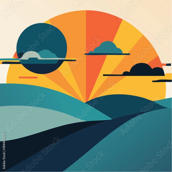 Obraz Desert Sun Vector Landscape