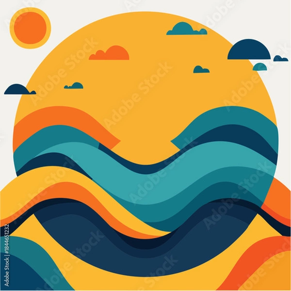Obraz Desert Sun Vector Landscape