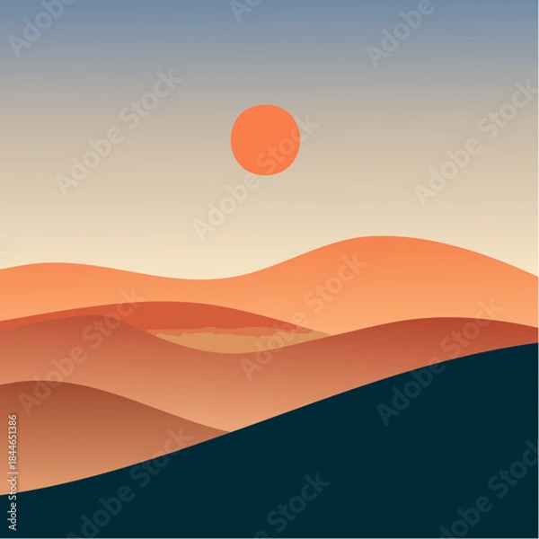 Obraz Desert Sun Vector Landscape
