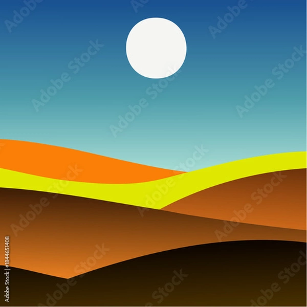 Obraz Desert Sun Vector Landscape