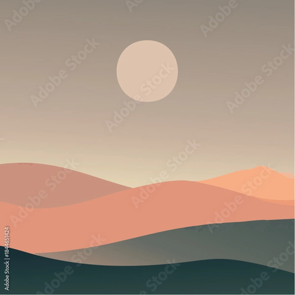 Obraz Desert Sun Vector Landscape