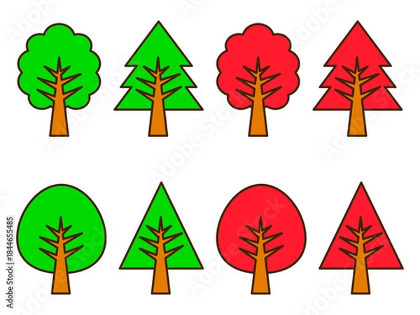 Obraz 様々な木のアイコン素材セット