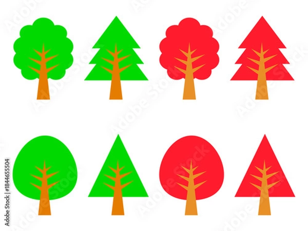 Fototapeta 様々な木のアイコン素材セット3