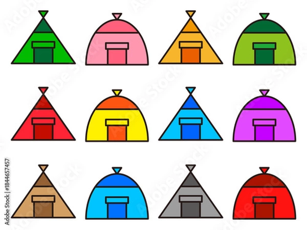 Fototapeta カラフルなテントのアイコン素材セット2