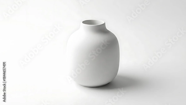 Obraz Minimalist White Ceramic Vase on a Light Background for Product Display and Interior Decoration Concepts
