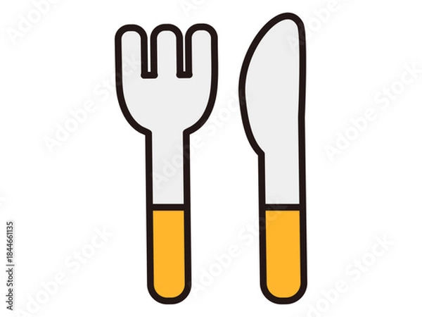 Obraz 	シンプルなナイフとフォークのアイコン素材