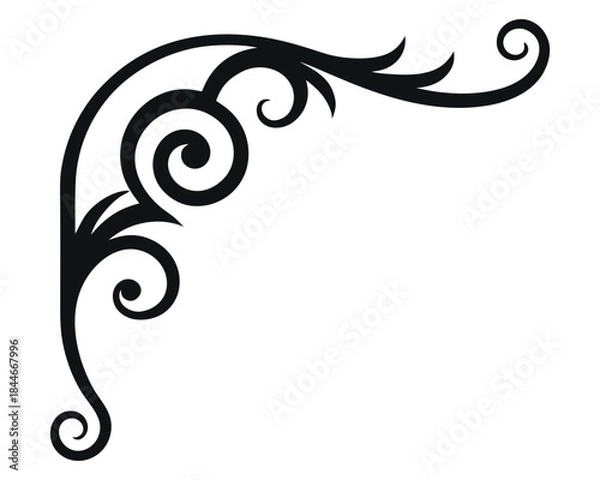 Obraz Elegant Black and White Corner Swirl Decorative Design Element