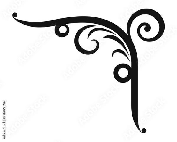 Obraz Elegant Black Swirl Corner Design Element for Decorative Use