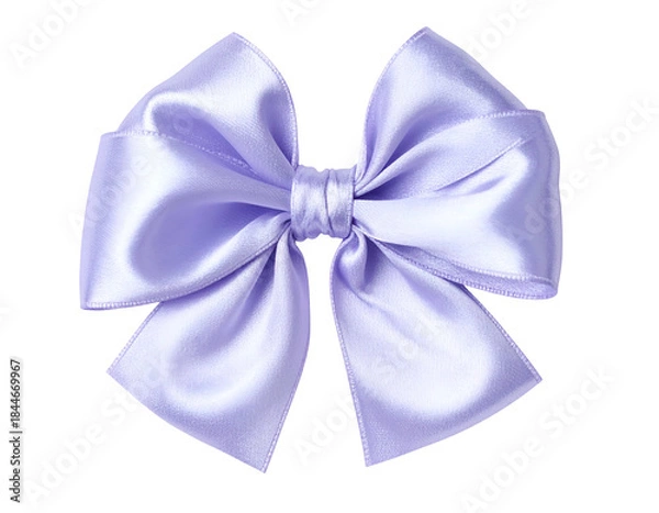 Fototapeta A close-up of a delicate, light purple satin bow with textured folds and a tied center