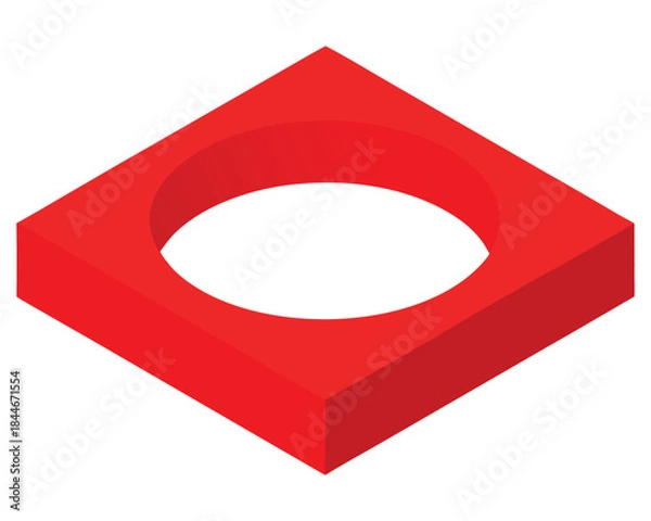 Obraz Red Square Frame Isolated on Transparent Background for Design