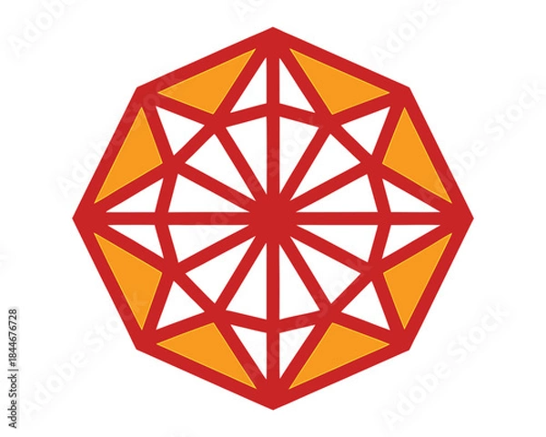 Obraz Abstract Geometric Pattern with Red and Gold Octagons
