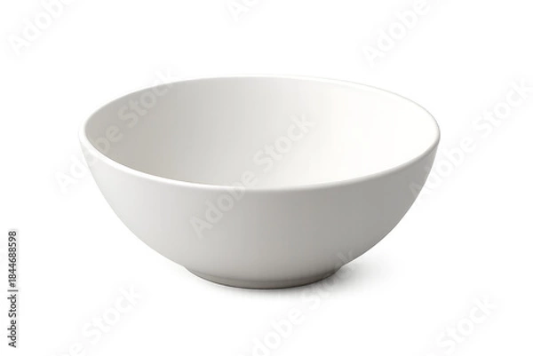 Fototapeta Scandinavian style white ceramic bowl isolated on transparent background for modern home and kitchen visuals, Empty white bowl minimal style for kitchenware product presentation, PNG