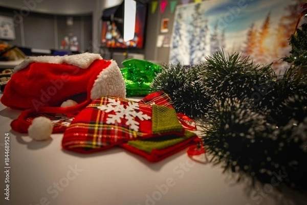 Obraz Festive Christmas Decorations on Display