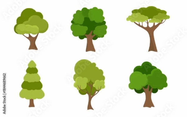 Obraz Deciduous tree vector set