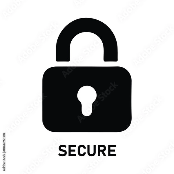 Fototapeta Secure padlock icon in solid style, representing privacy, access control and protection.