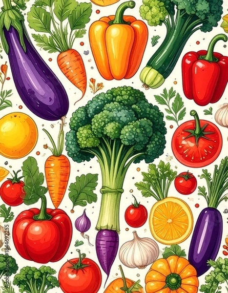 Fototapeta Vibrant colorful vegetable pattern