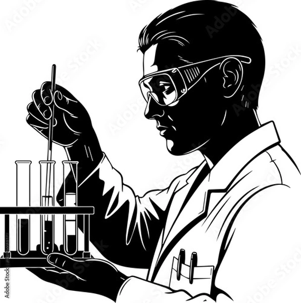 Obraz scientist in laboratory with microscope