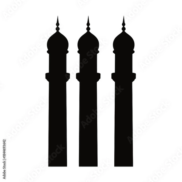Obraz Collection of islamic mosque building icons featuring architectural elements and religious symbols for diverse design applications