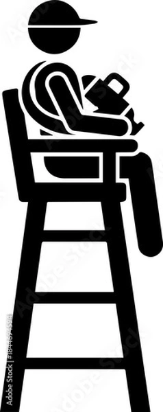 Obraz man sitting on ladder