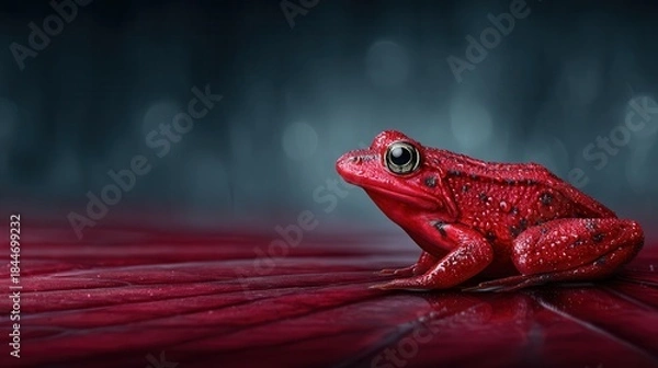 Obraz Vivid red frog on a crimson leaf