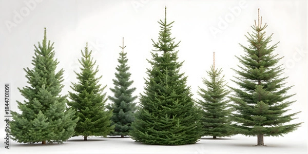 Obraz Natural Forest Pine Trees Set for Winter and Holiday Designs