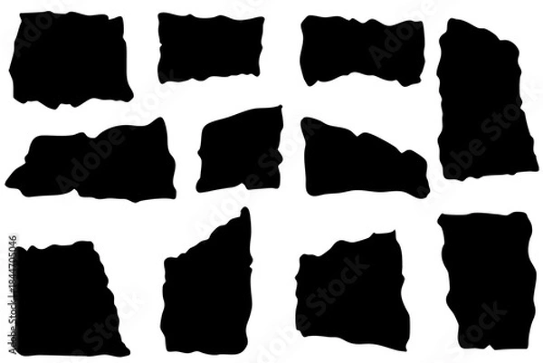 Obraz ちぎれた紙のシルエットフレームイラスト｜破れた質感の背景素材