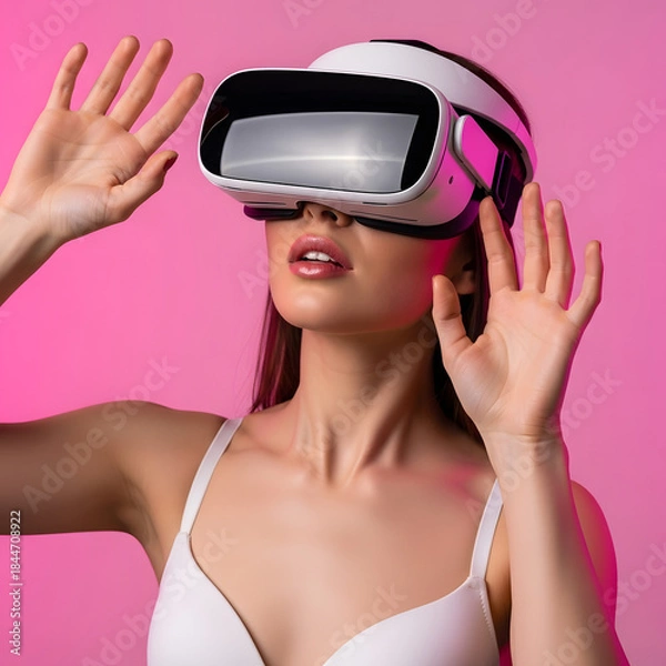 Obraz Immersive VR Experience Concept Featuring Female User